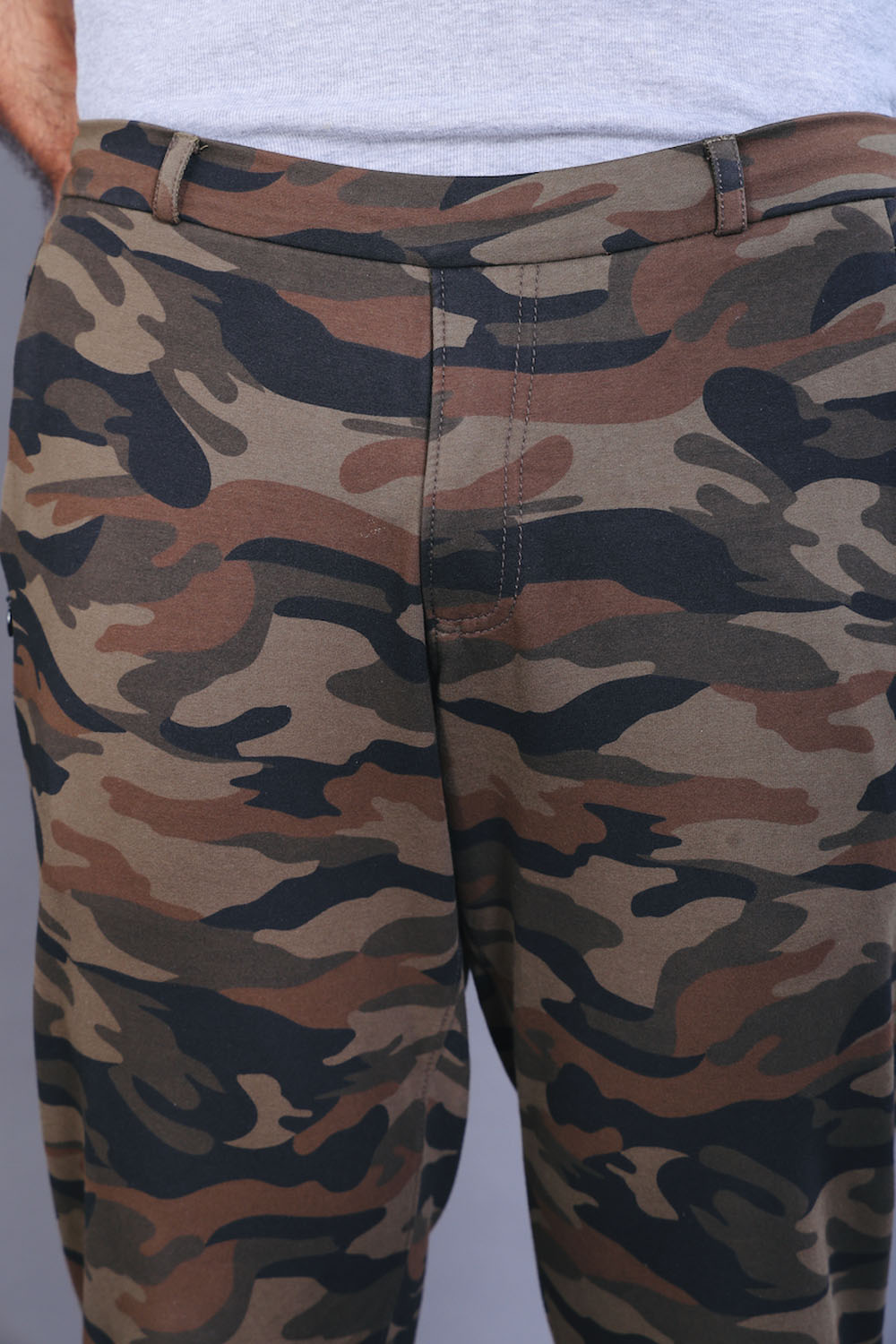 Men’s Khaki Camouflage Regular Fit Stretch Pants