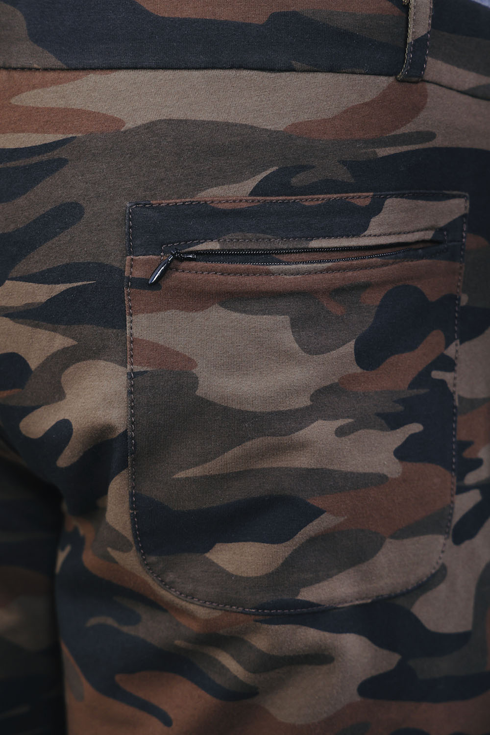 Men’s Khaki Camouflage Regular Fit Stretch Pants