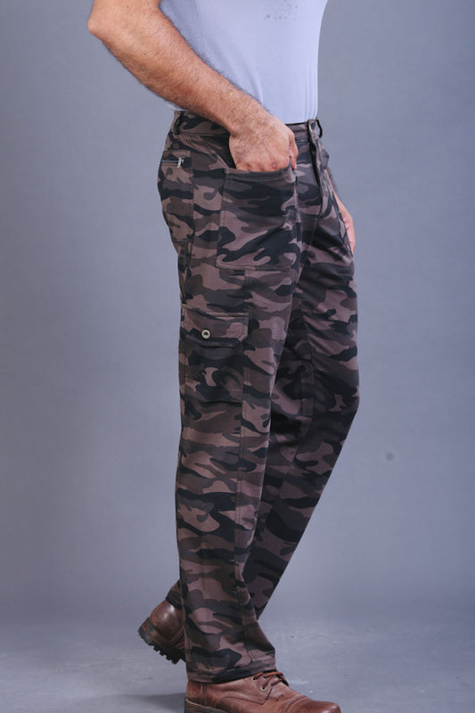 Men’s Grey Camouflage Stretch Cargo Pants