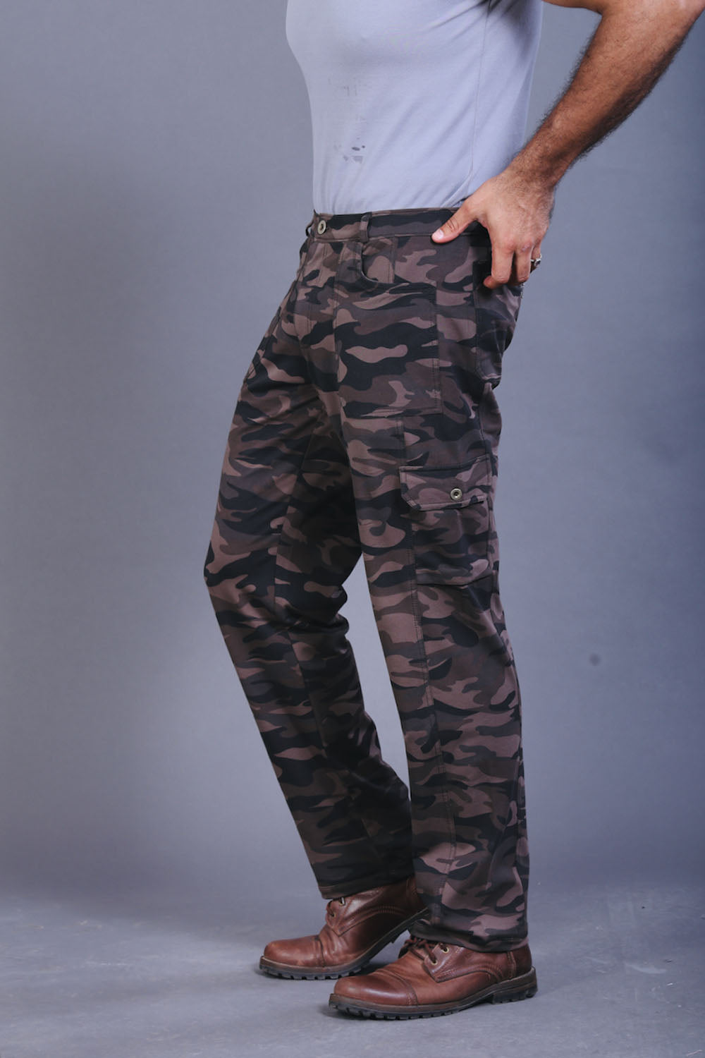 Men’s Grey Camouflage Stretch Cargo Pants