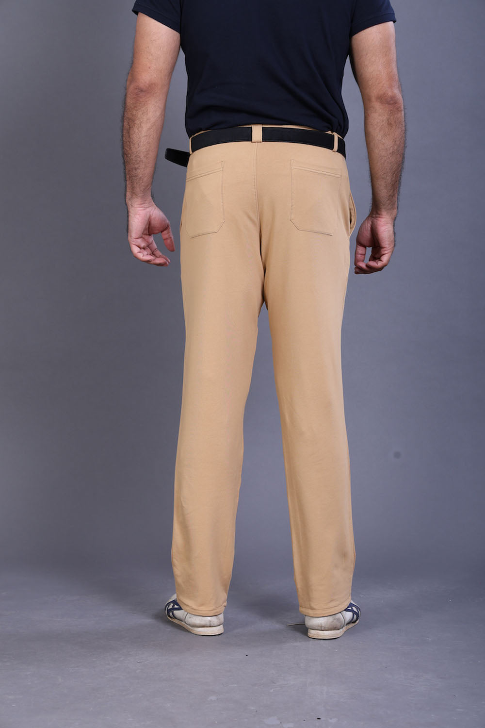 Men's Beige Cotton Rich Stretch Formal Walking Pants