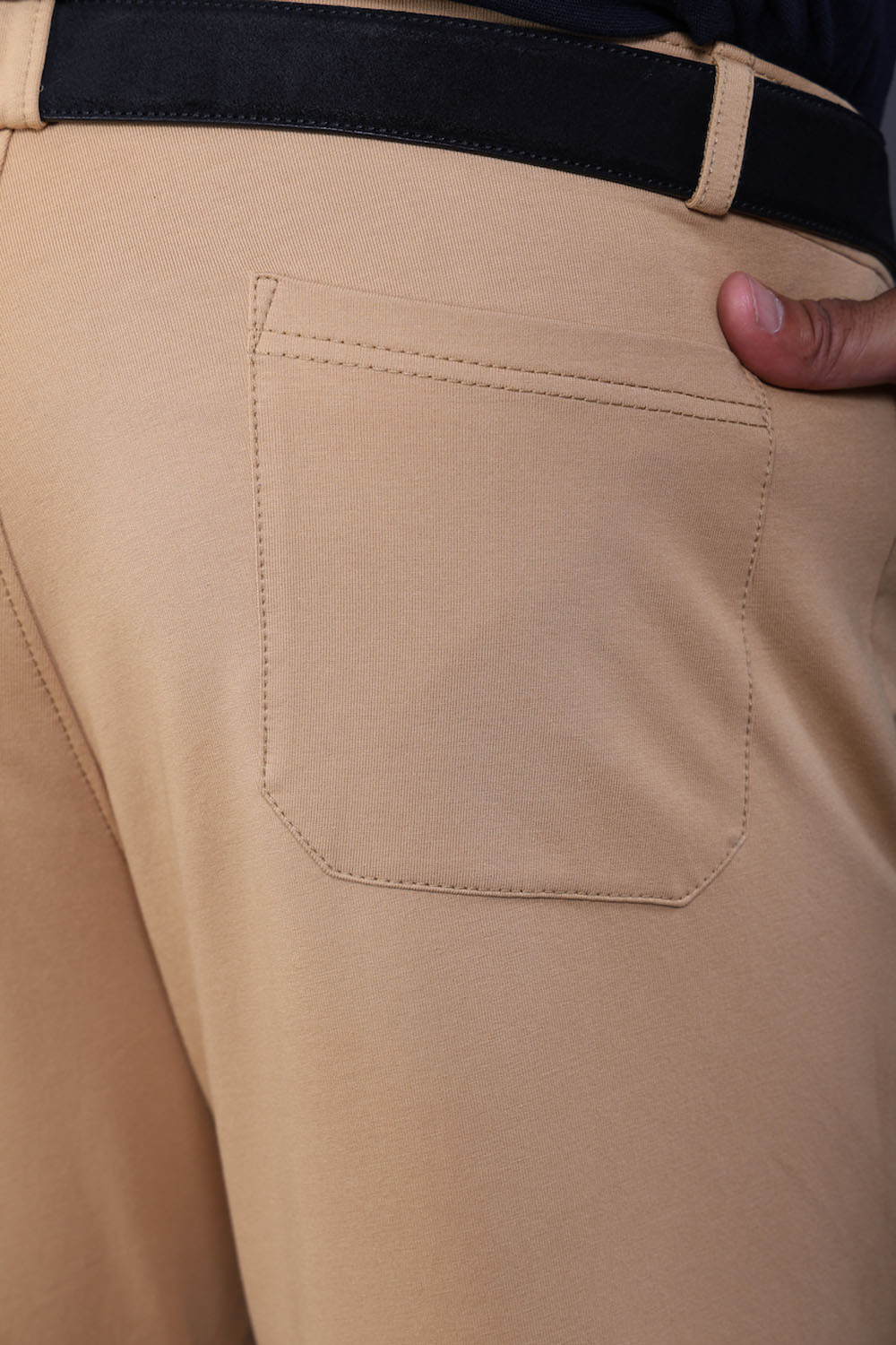 Men's Beige Cotton Rich Stretch Formal Walking Pants