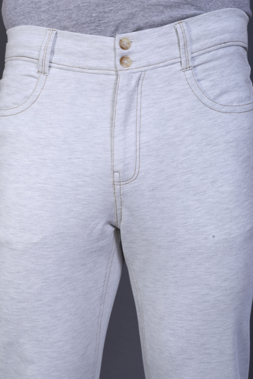 Men's White Slim Fit Stretch Cotton Pants