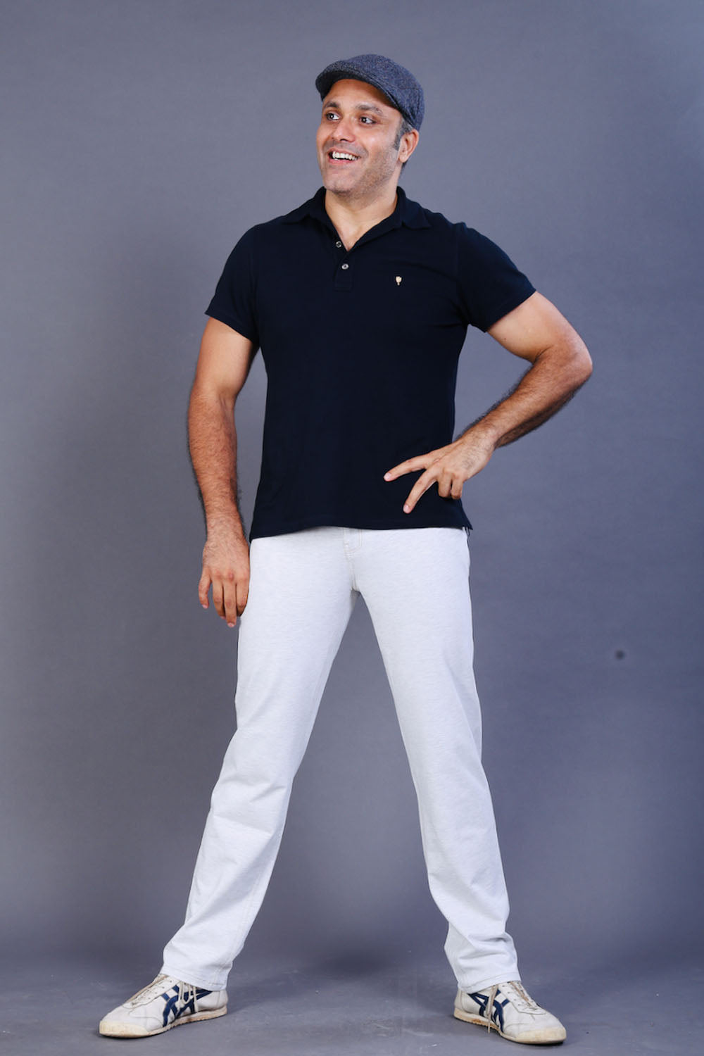 Men's White Slim Fit Stretch Cotton Pants