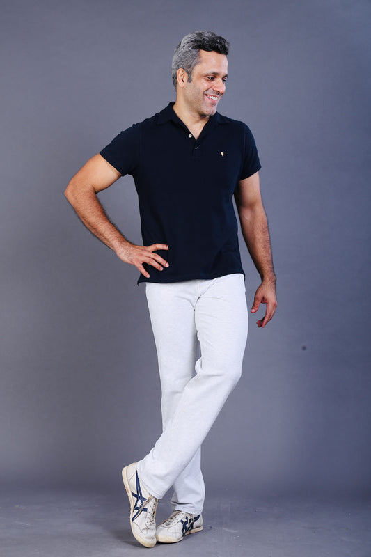 Men's White Slim Fit Stretch Cotton Pants