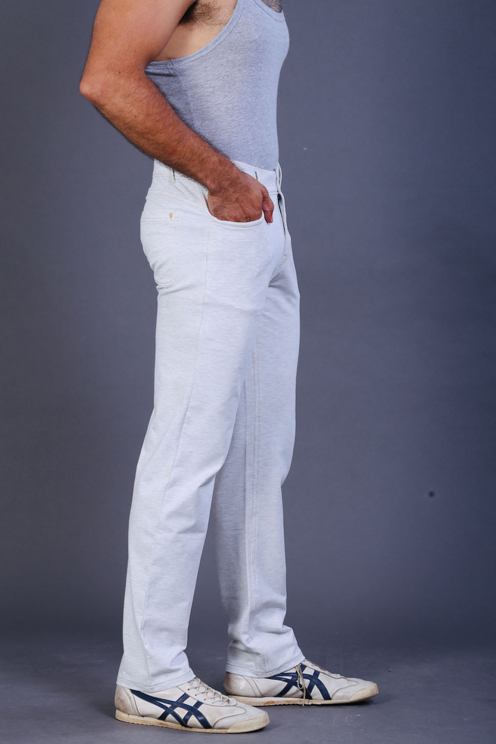 Men's White Slim Fit Stretch Cotton Pants
