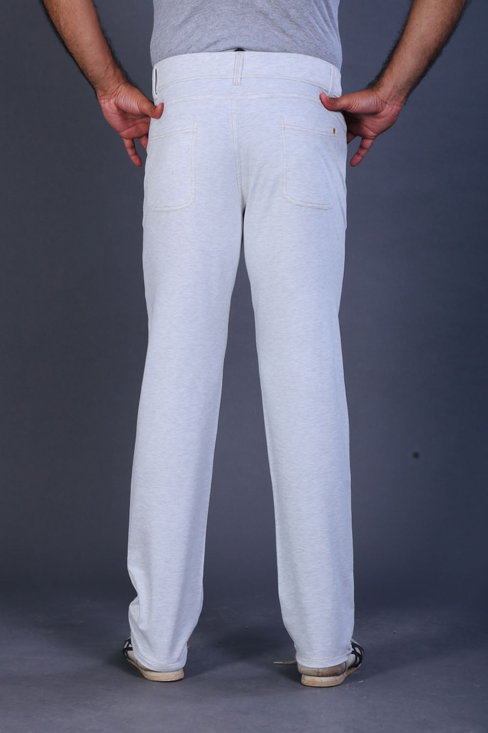 Men's White Slim Fit Stretch Cotton Pants