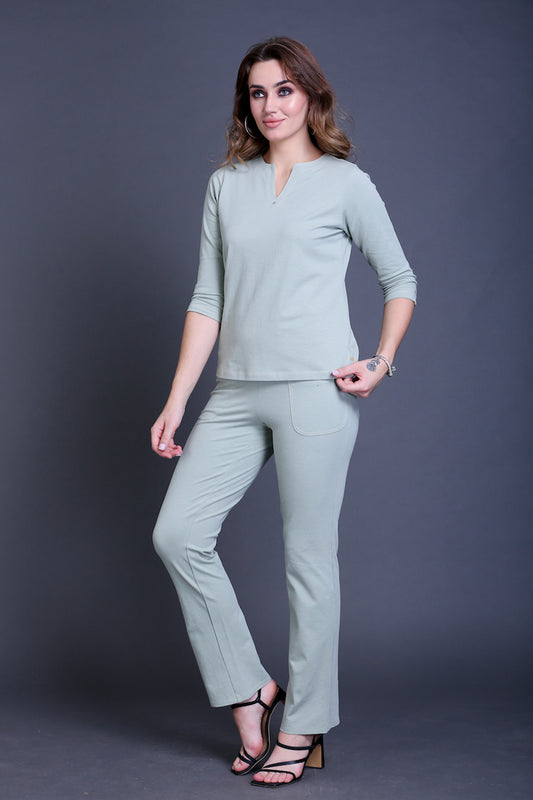 Mint Green Stretch Cotton Pant