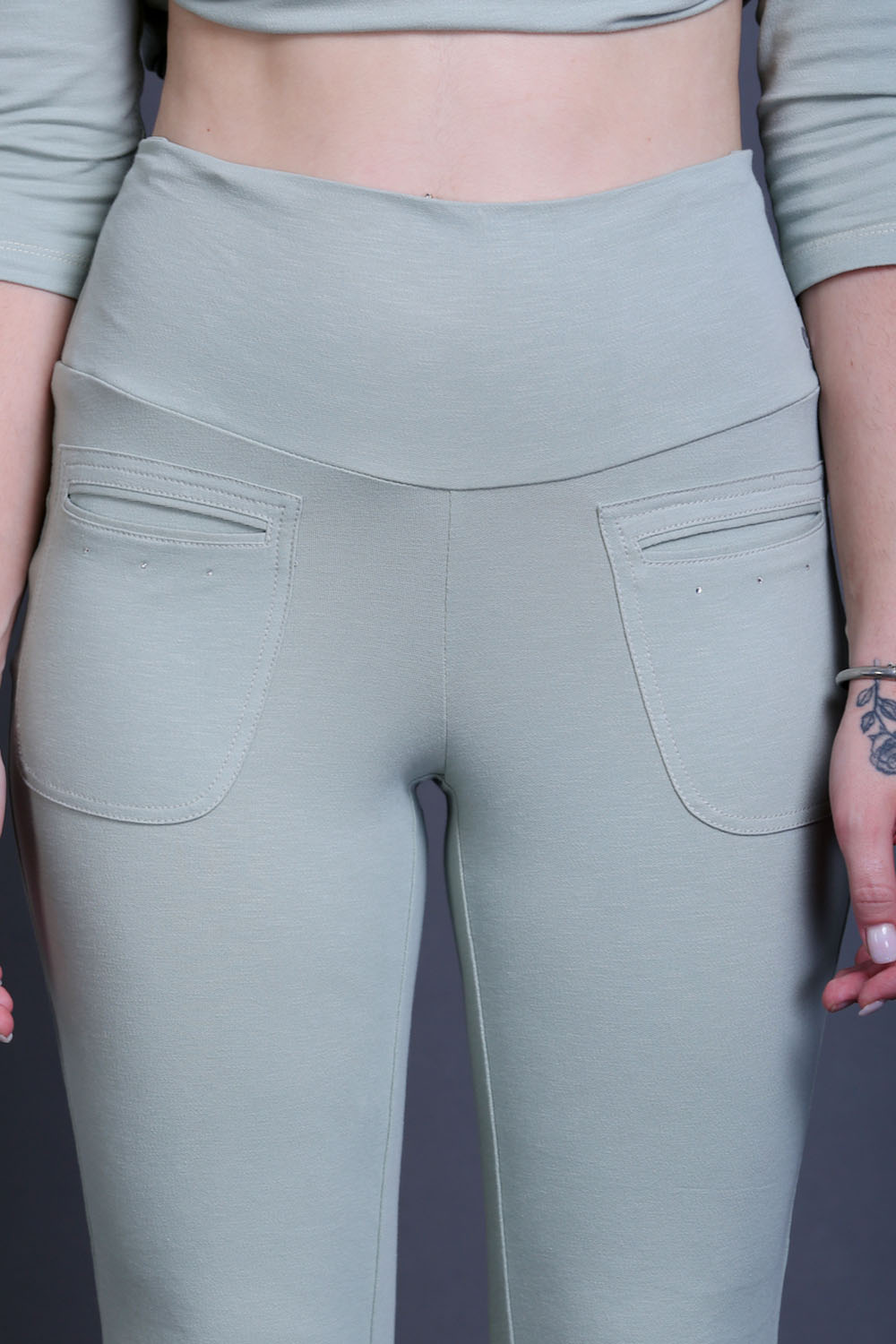 Mint Green Stretch Cotton Pant