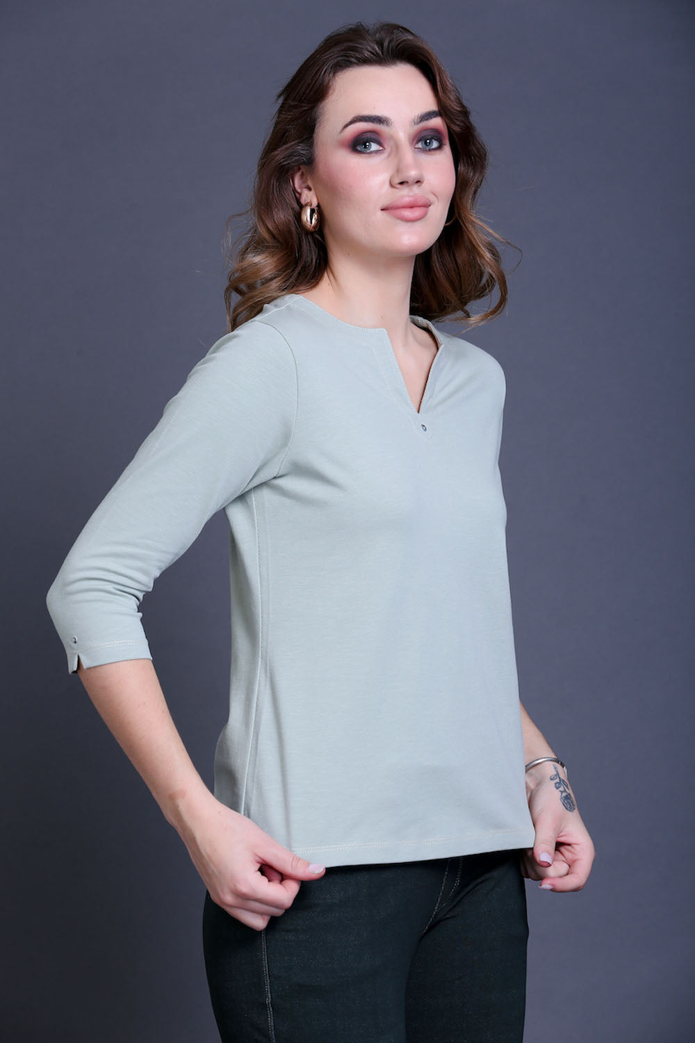 Mint Green Stretch Cotton Top