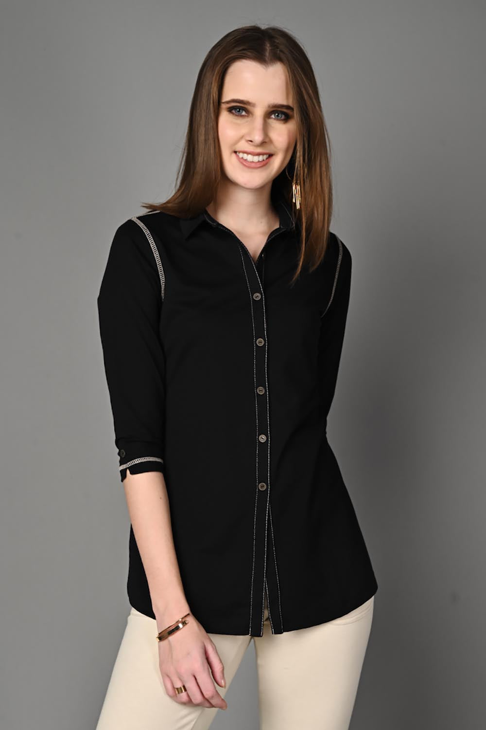 Long Black Stretch Shirt