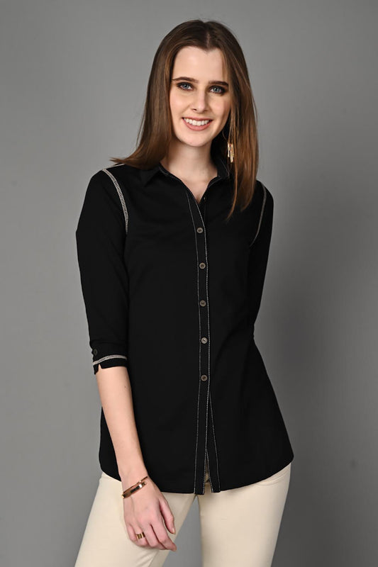 Long Black Stretch Shirt