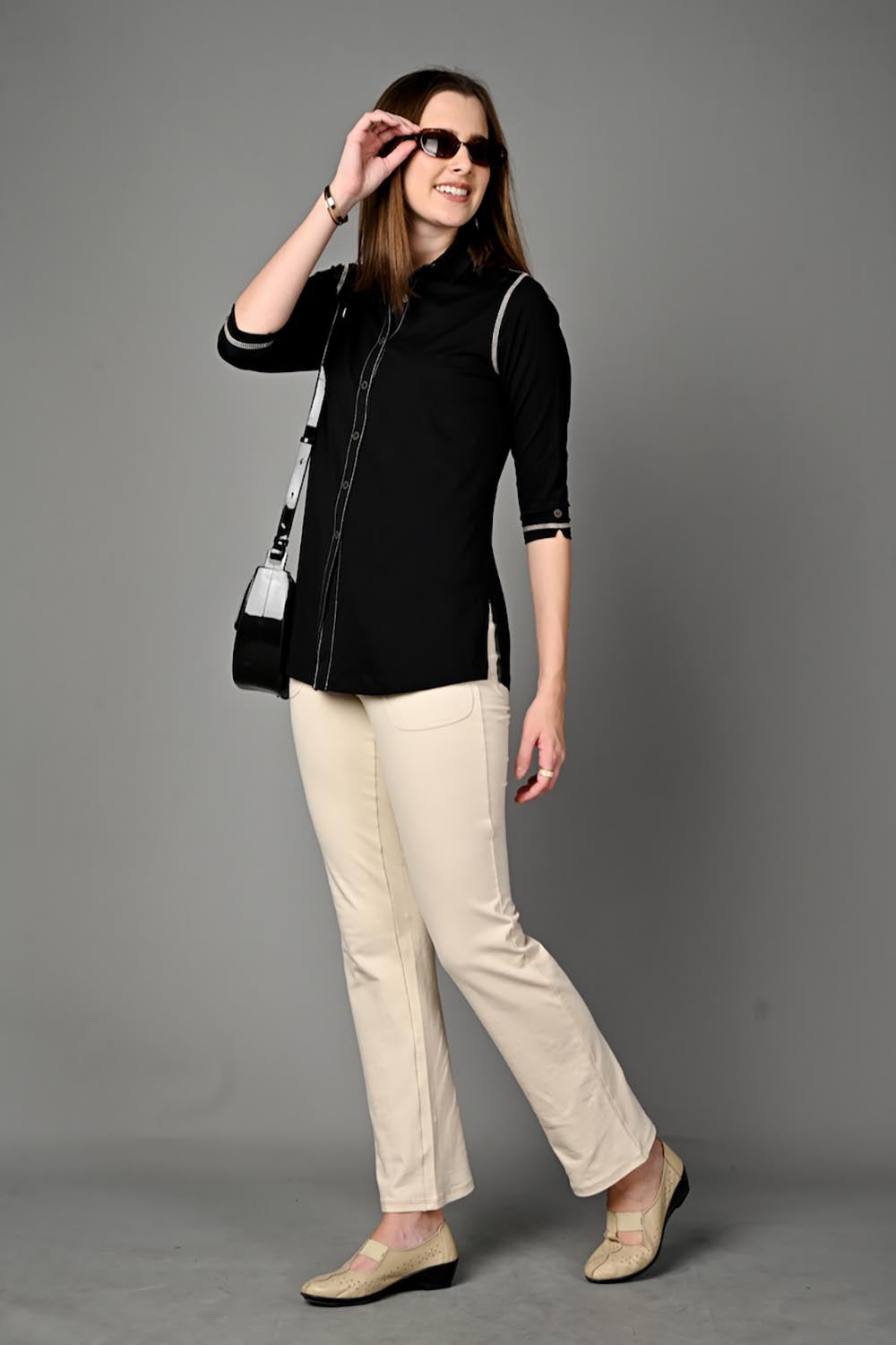 Long Black Stretch Shirt