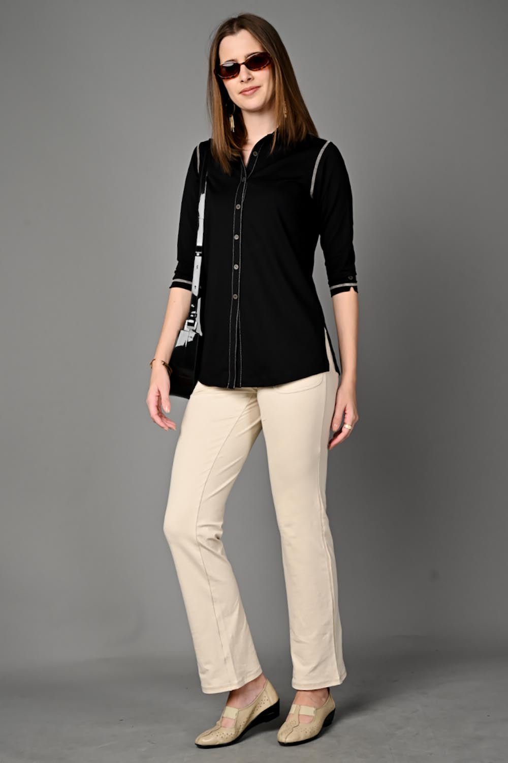 Long Black Stretch Shirt