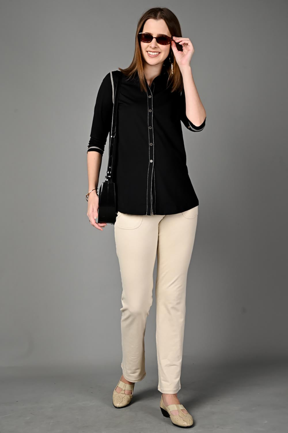 Long Black Stretch Shirt