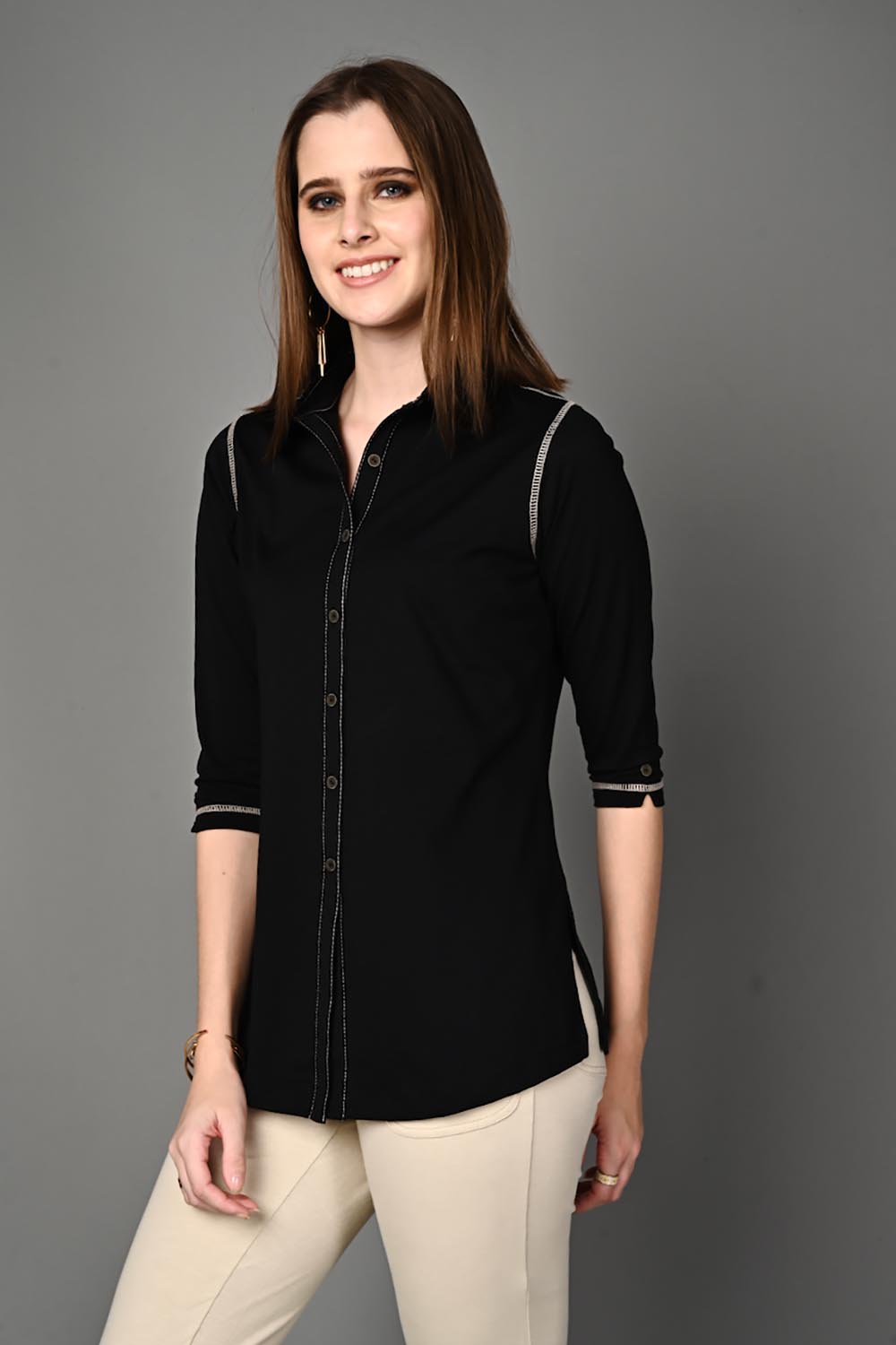 Long Black Stretch Shirt