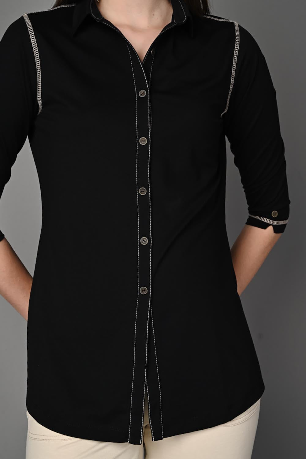 Long Black Stretch Shirt