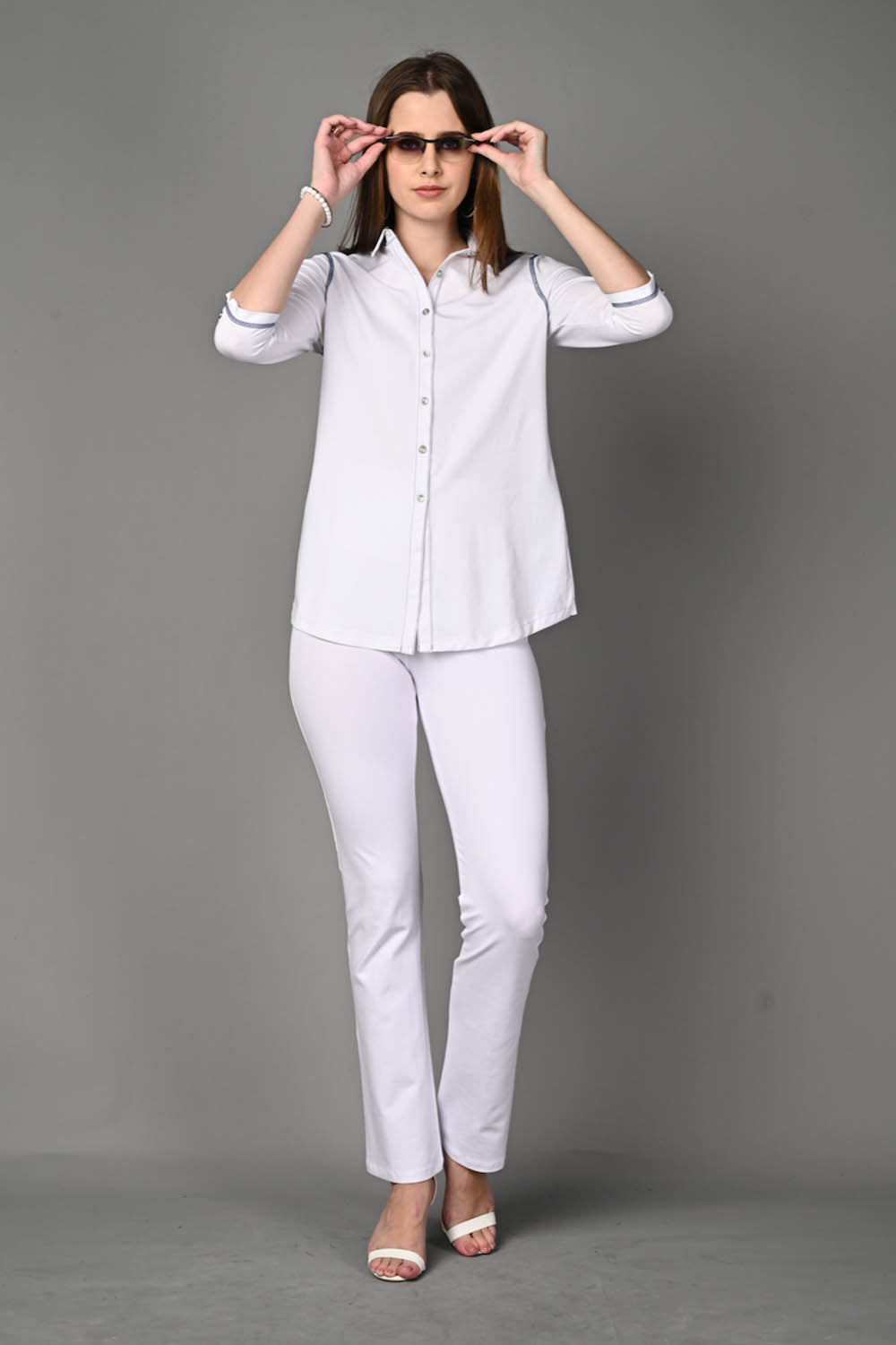 Long White Cotton Stretch Shirt