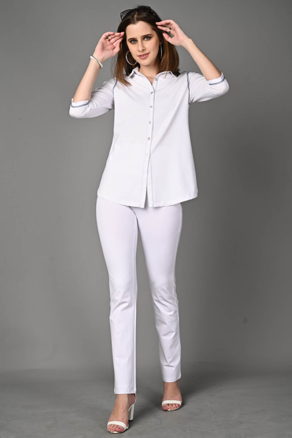 Long White Cotton Stretch Shirt