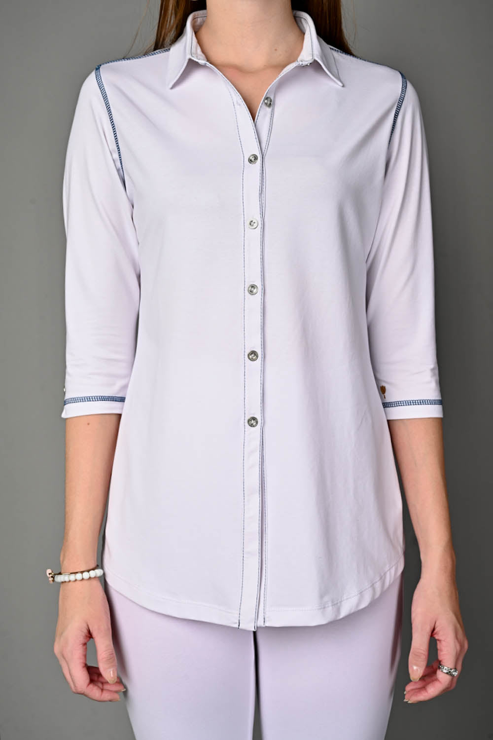 Long White Cotton Stretch Shirt