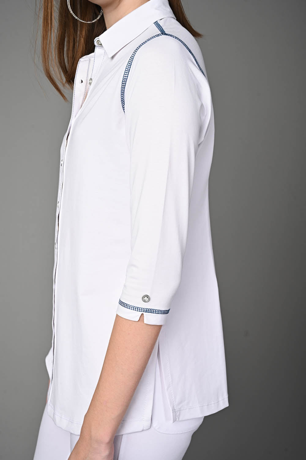 Long White Cotton Stretch Shirt