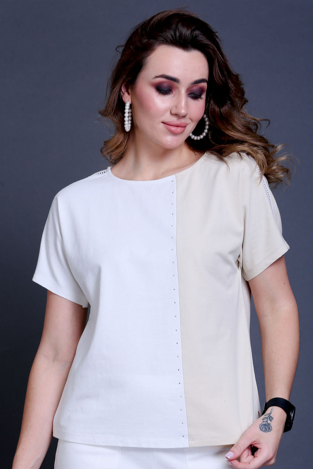 Loose Top Fawn and Off White