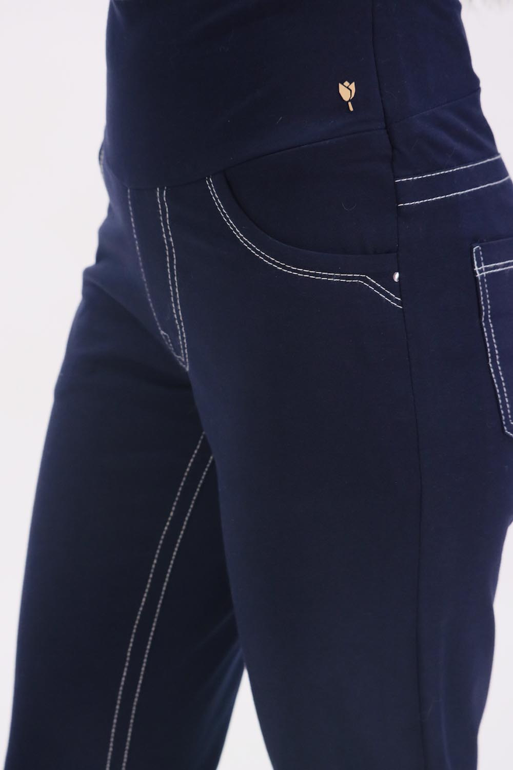 New Jeans Stitch Solid Cotton Stretch Pants