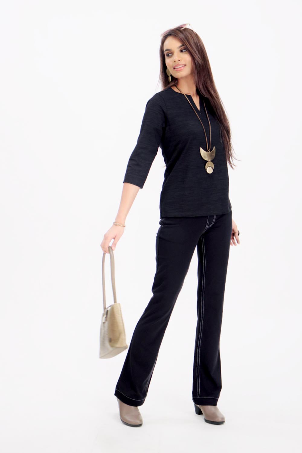 New Jeans Stitch Solid Cotton Stretch Pants