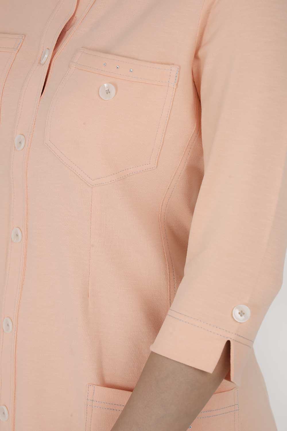 Peach Sporty Cotton Stretch Collar Dress