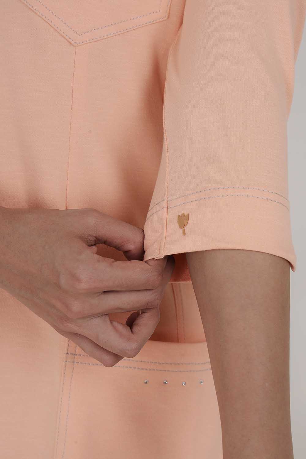 Peach Sporty Cotton Stretch Collar Dress