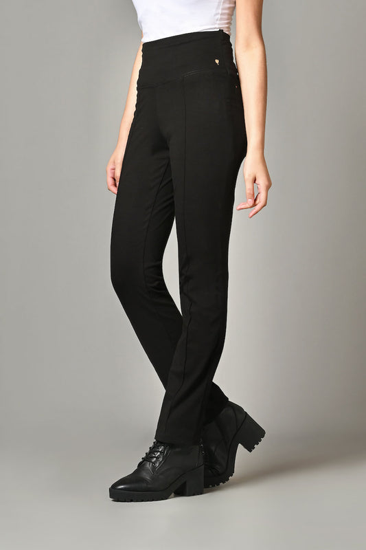 High Waist Slim Thigh Narrow Leg Cotton Rich Stretch Pants