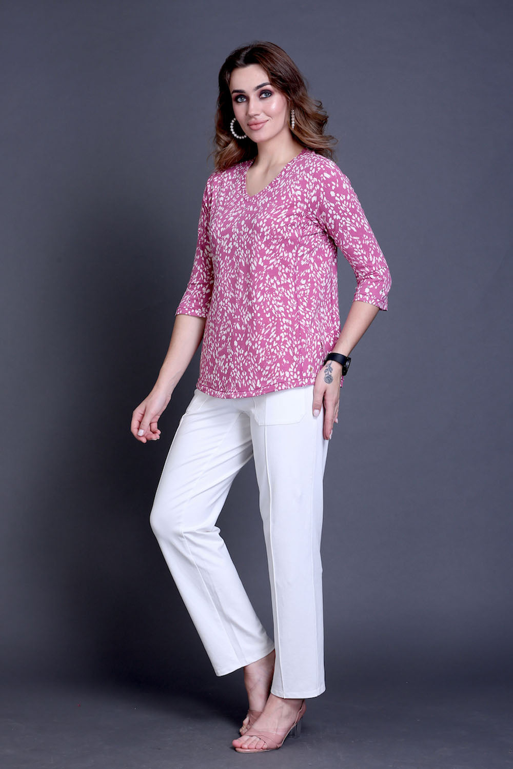 Pink Animal Print Stretch Top