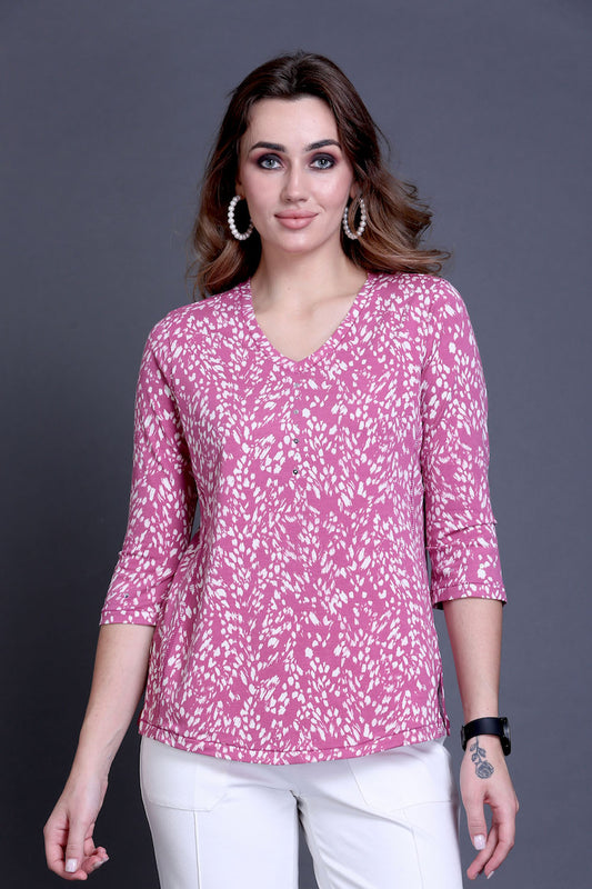 Pink Animal Print Stretch Top
