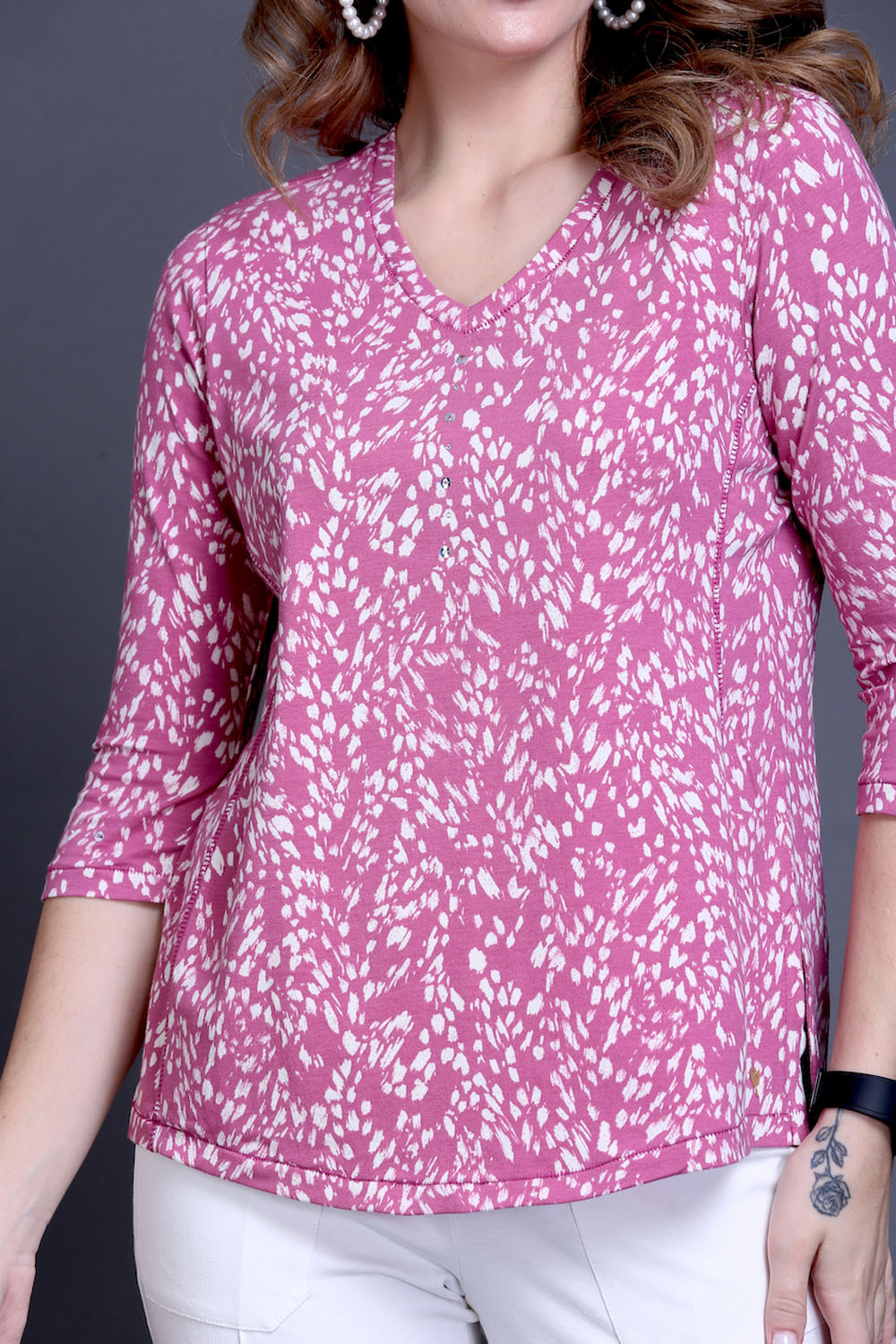 Pink Animal Print Stretch Top