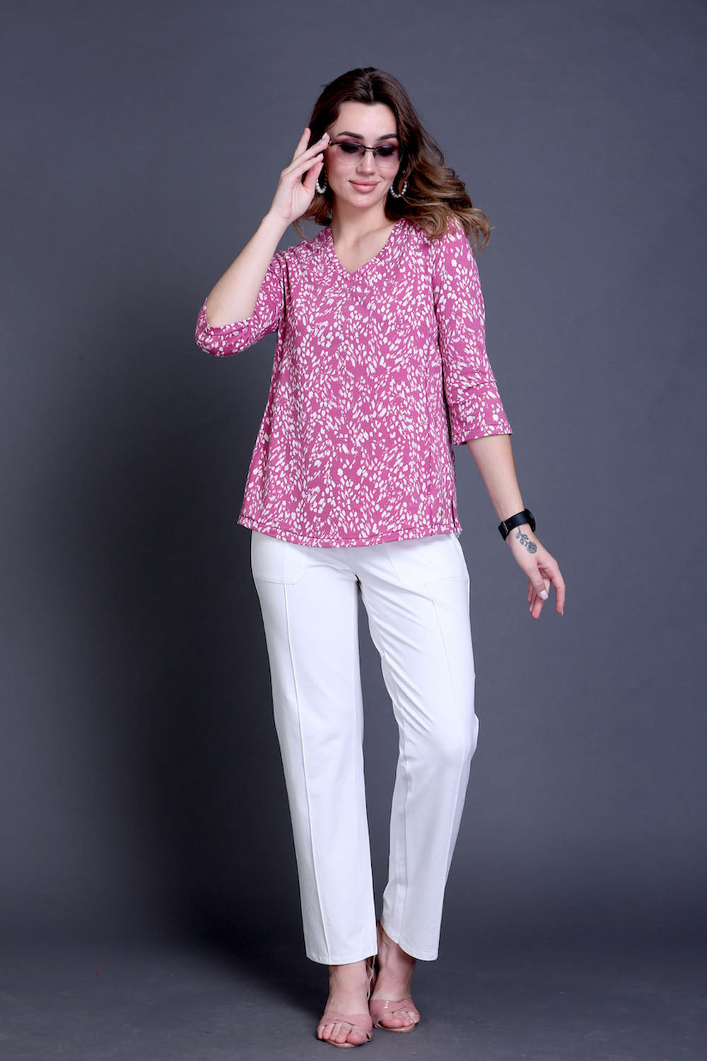 Pink Animal Print Stretch Top