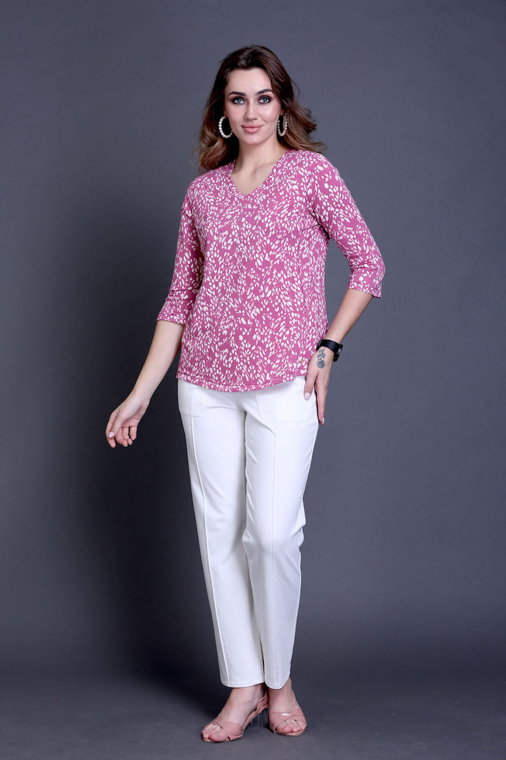 Pink Animal Print Stretch Top