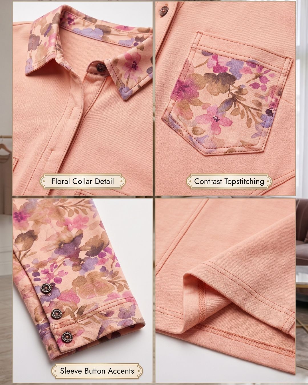 Peach Print Cotton Stretch Dress