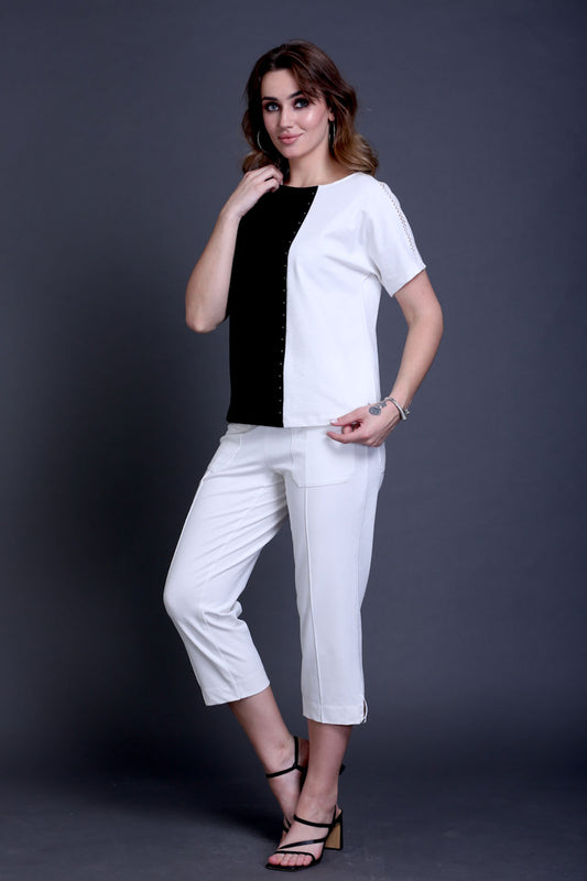 White Stretch Capri