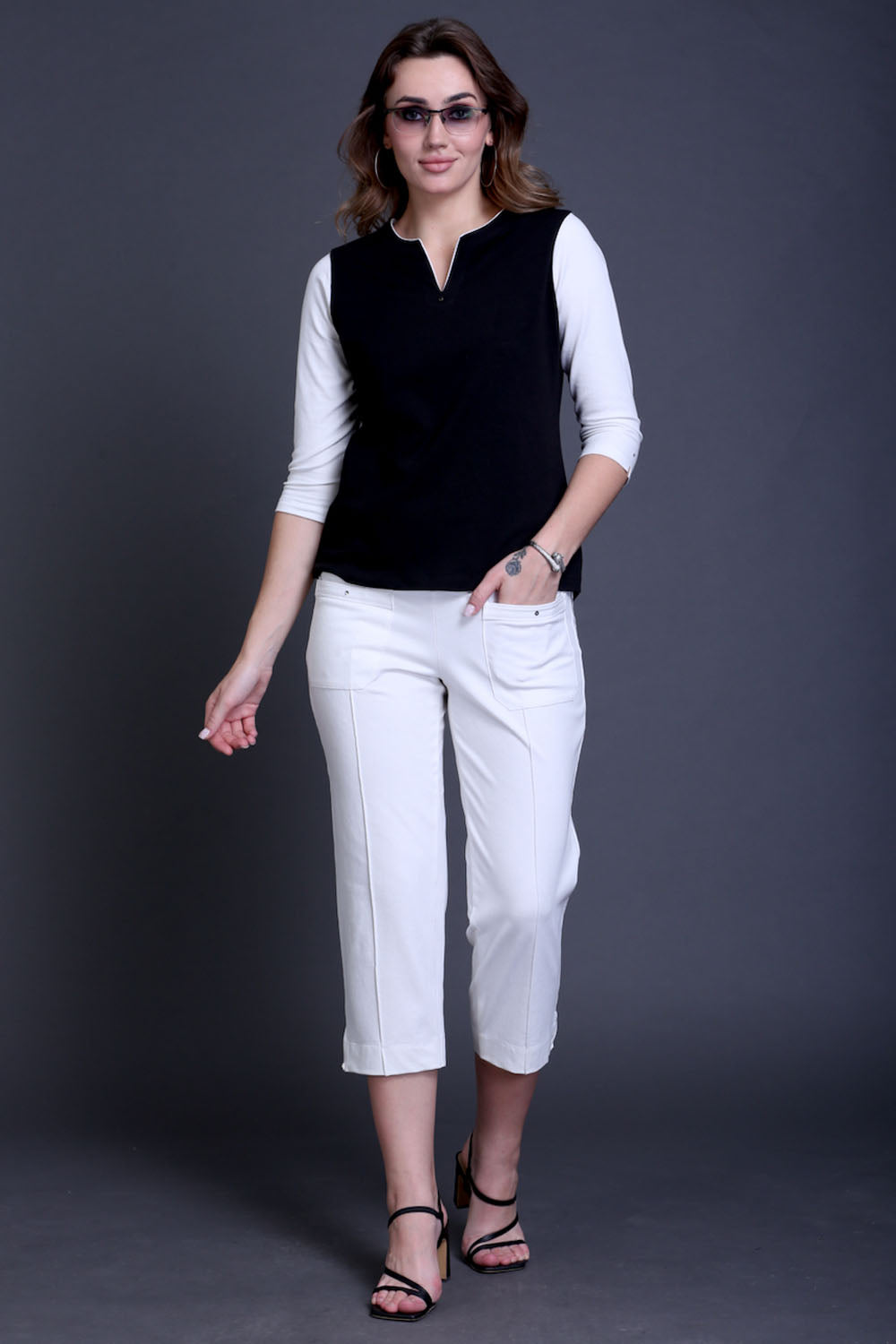 White Stretch Capri