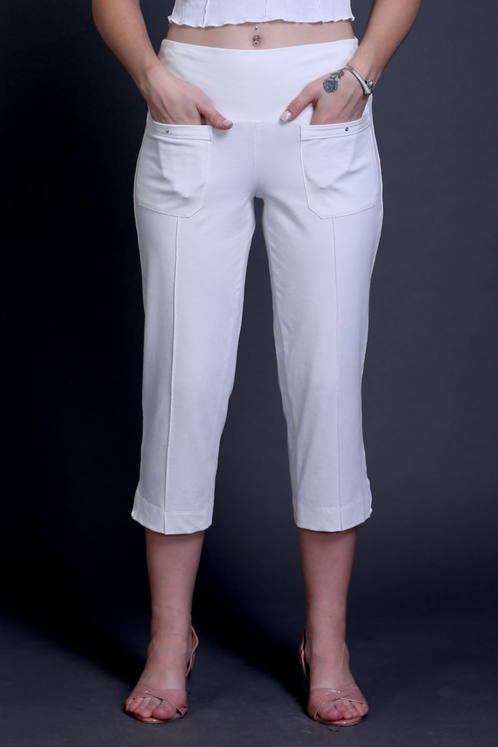 White Stretch Capri