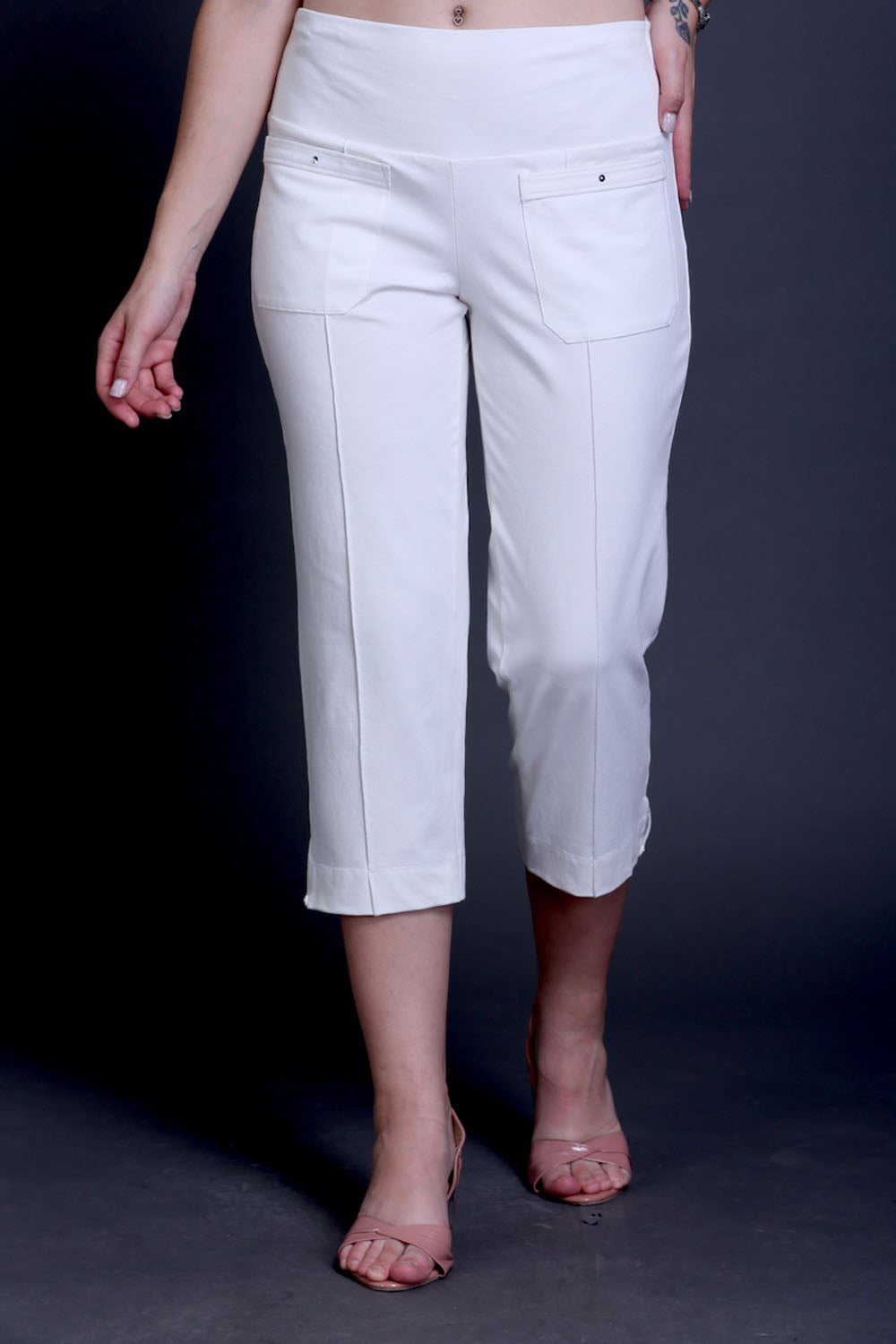 White Stretch Capri