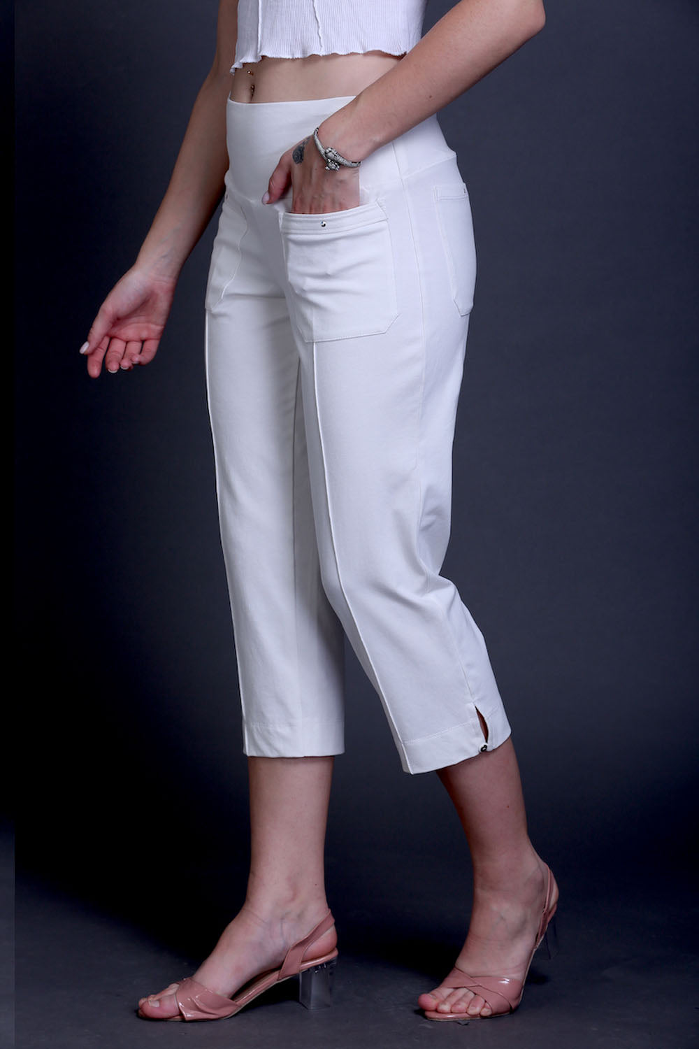 White Stretch Capri