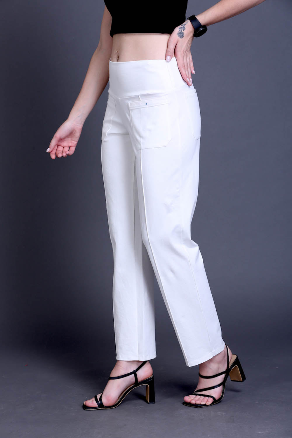 White Easy Fit Cotton Pants