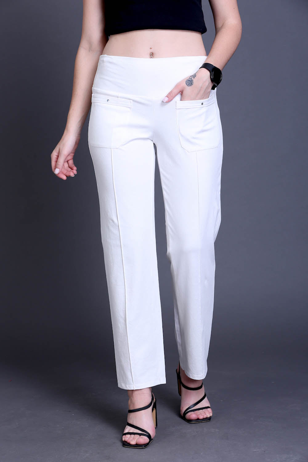 White Easy Fit Cotton Pants