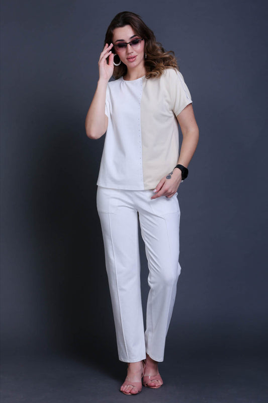 White Easy Fit Cotton Pants