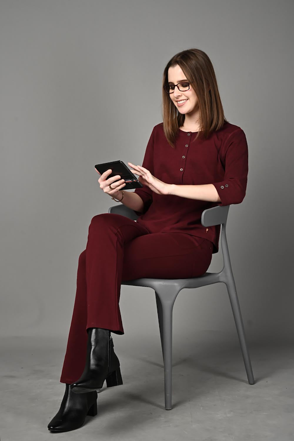 Wine Superior Cotton Stretch Flair Pants with Pockets