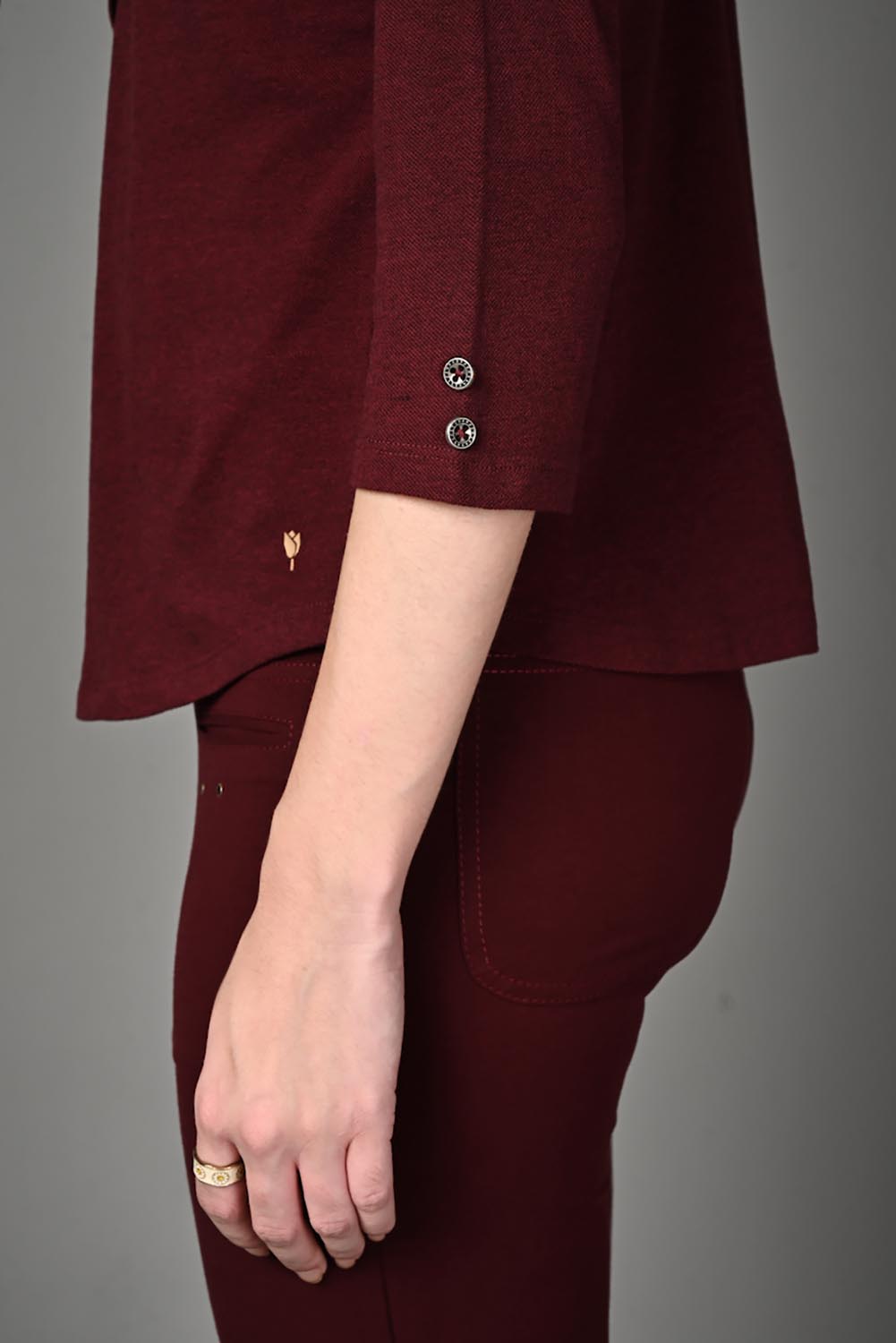Wine Stretch Round Neck Top