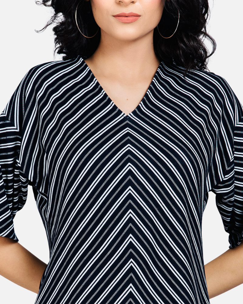 Black and White Striped Pattern Top