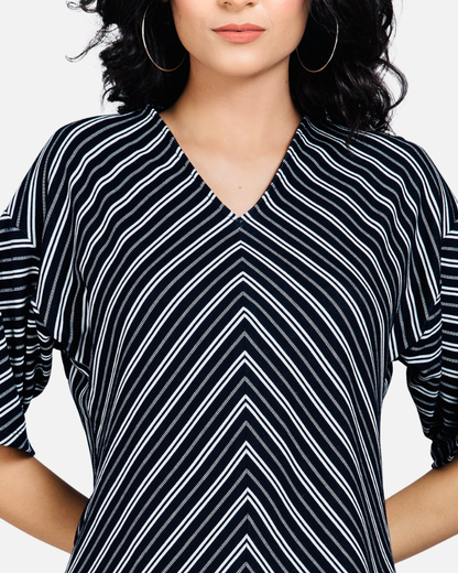 Black and White Striped Pattern Top