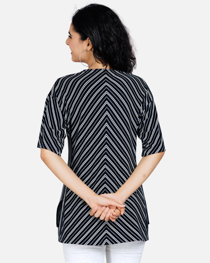 Black and White Striped Pattern Top